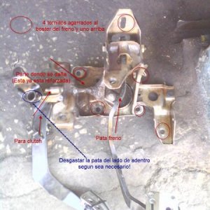 Toda la base, lo que yo hice fue desgastar la parte interna del pedal del clutch para que se moviera el cable y ya no raspara en la pared de fuego y en la punta del cable...

Dejo algunas explicaciones en la imagen.